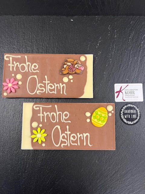 Schokoladentafel handbeschriftet - Frohe Ostern