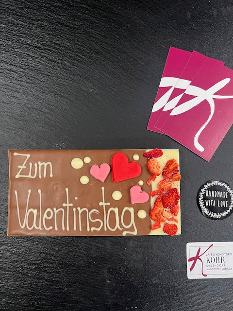 Schokoladentafel handbeschriftet - Zum Valentinstag
