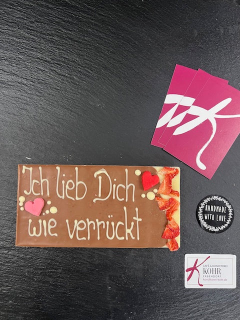 Schokoladentafel handbeschriftet - Ich lieb dich wie verrückt