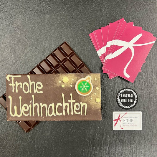 Schokoladentafel handbeschriftet - Frohe Weihnachten